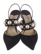 Jimmy Choo Faux Pearl Accents Suede Slingback Pumps