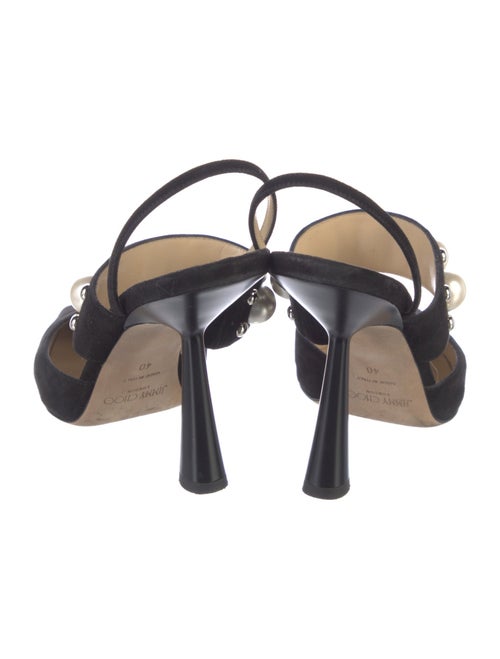 Jimmy Choo Faux Pearl Accents Suede Slingback Pumps
