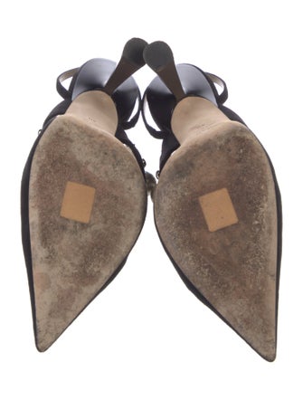 Jimmy Choo Faux Pearl Accents Suede Slingback Pumps