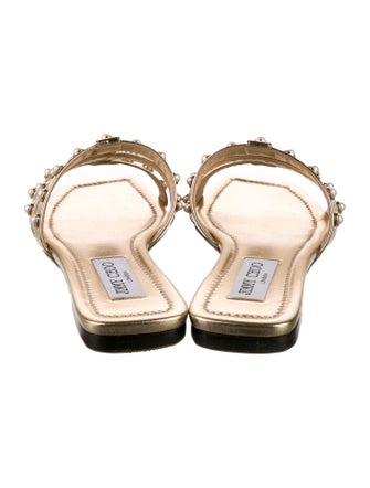 Jimmy Choo Faux Pearl Accents Leather Slides