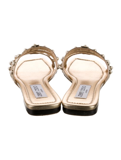 Jimmy Choo Faux Pearl Accents Leather Slides