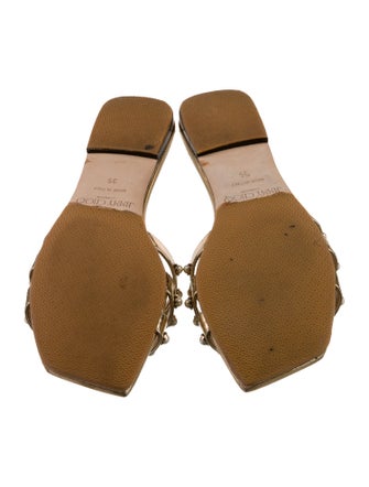 Jimmy Choo Faux Pearl Accents Leather Slides