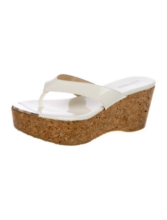 Jimmy Choo Patent Leather Animal Print Slides