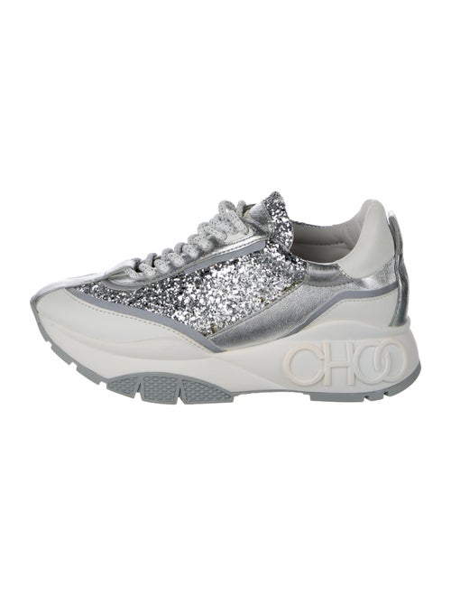 Jimmy Choo Leather Glitter Accents Sneakers