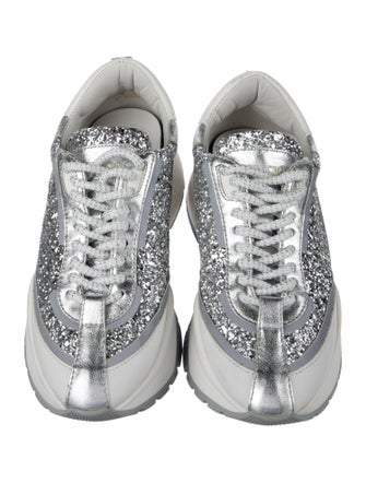 Jimmy Choo Leather Glitter Accents Sneakers