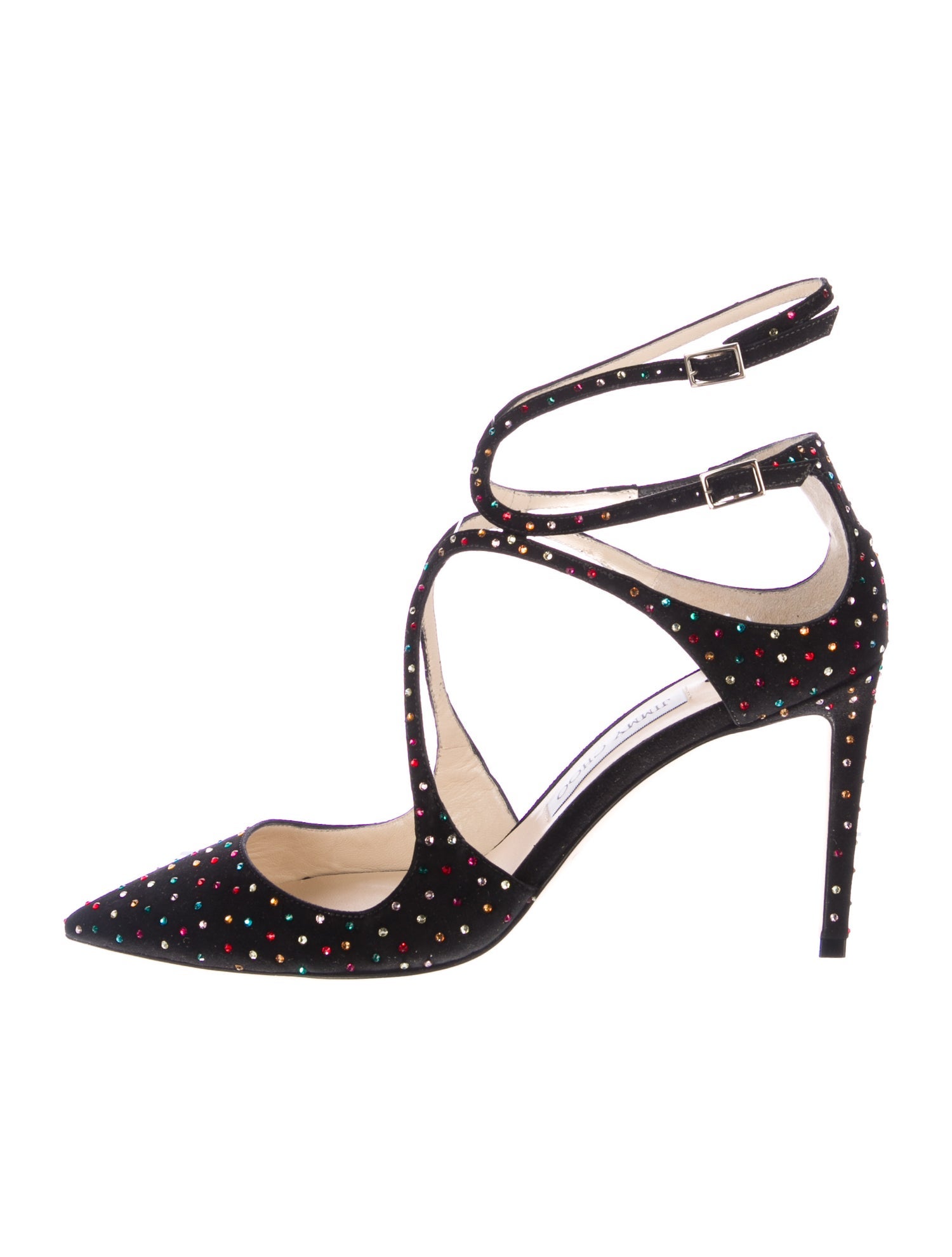 Jimmy Choo Suede Crystal Embellishments D'Orsay Pumps