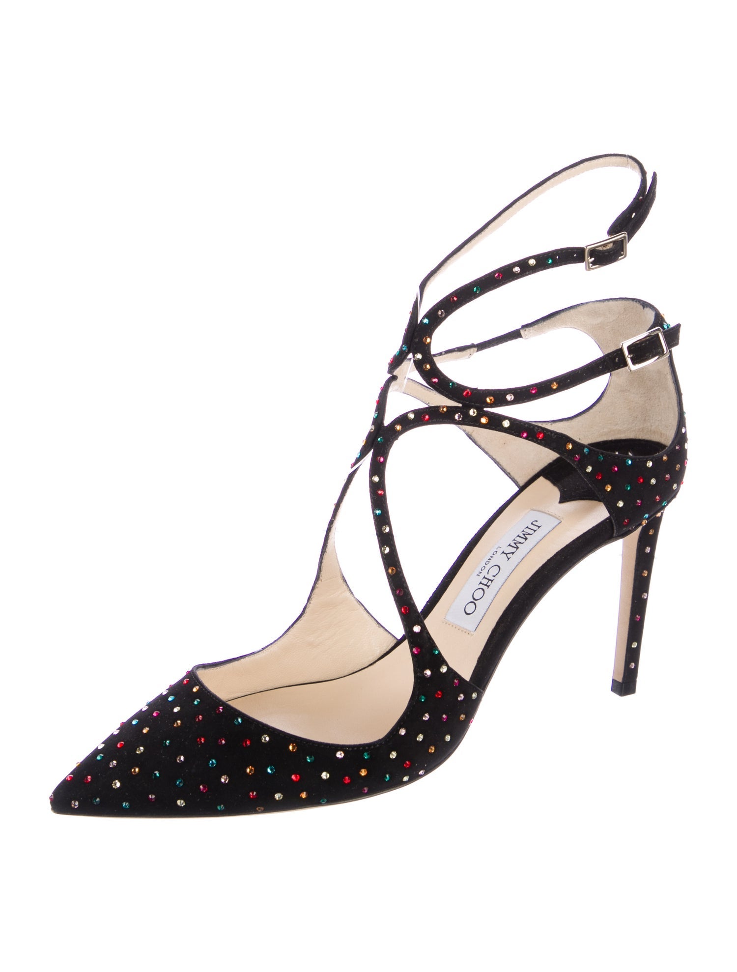 Jimmy Choo Suede Crystal Embellishments D'Orsay Pumps