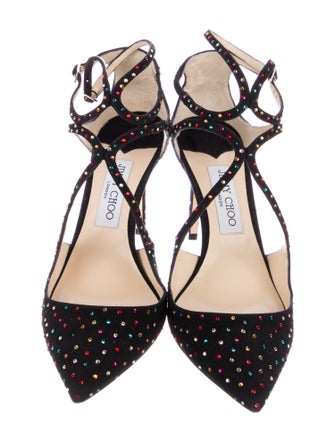 Jimmy Choo Suede Crystal Embellishments D'Orsay Pumps