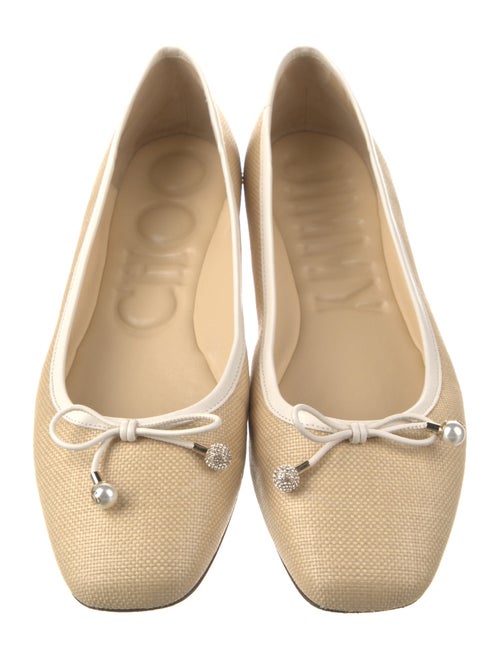 Jimmy Choo Straw Crystal Embellishments Ballet Flats