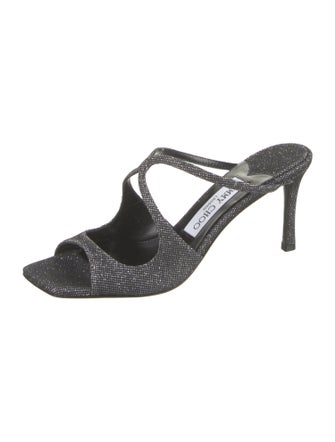 Jimmy Choo Canvas Glitter Accents Slides