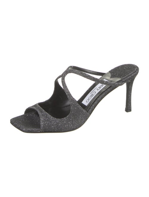 Jimmy Choo Canvas Glitter Accents Slides