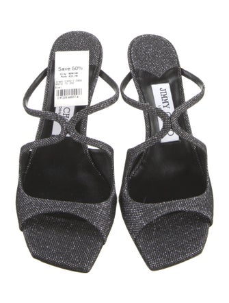 Jimmy Choo Canvas Glitter Accents Slides