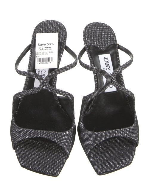 Jimmy Choo Canvas Glitter Accents Slides