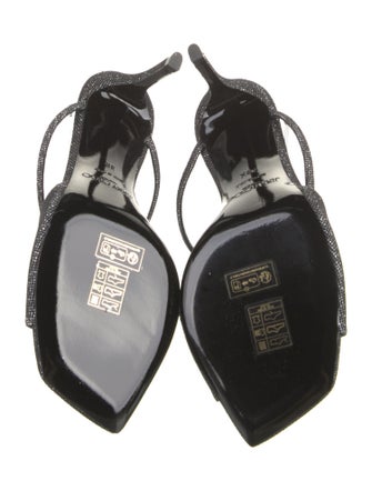 Jimmy Choo Canvas Glitter Accents Slides