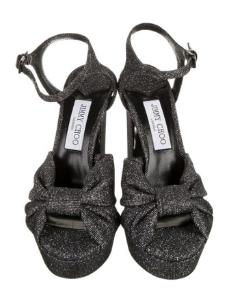 Jimmy Choo Leather Bow Accents Sandals