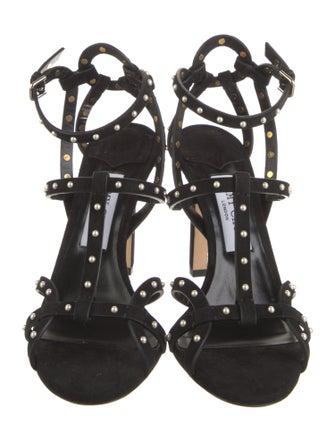 Jimmy Choo Faux Pearl Accents Suede Gladiator Sandals