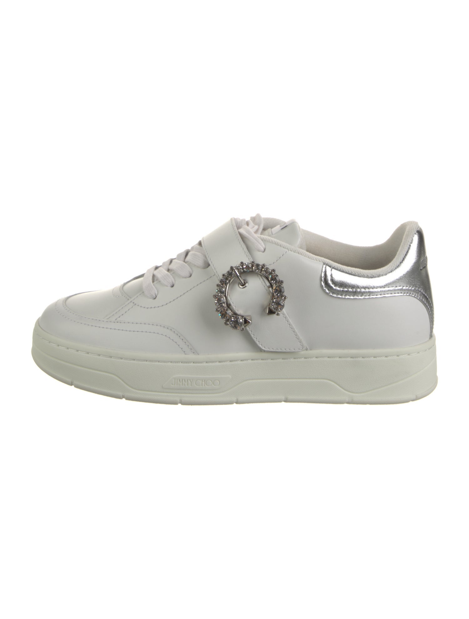 Jimmy Choo Leather Crystal Embellishments Sneakers