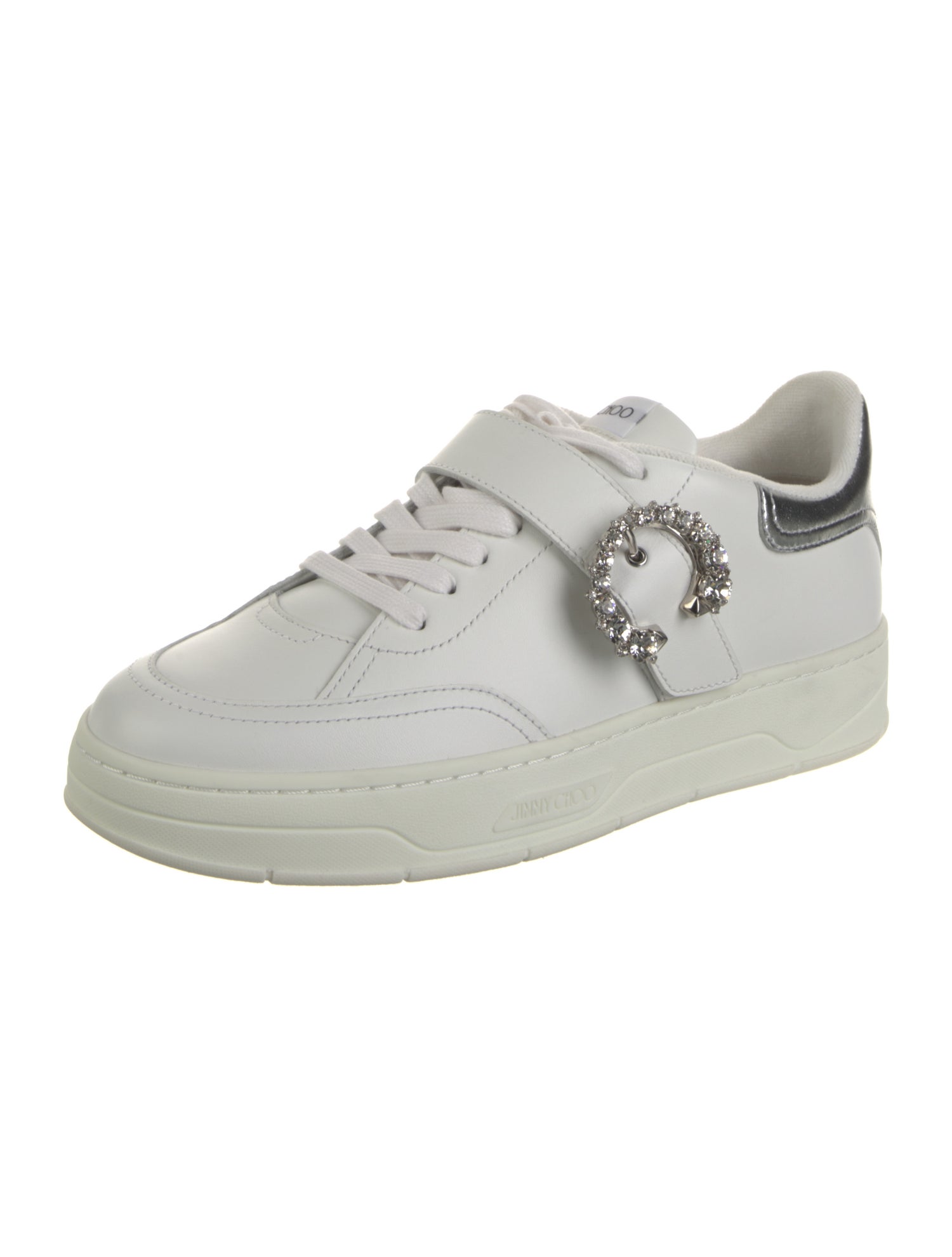 Jimmy Choo Leather Crystal Embellishments Sneakers