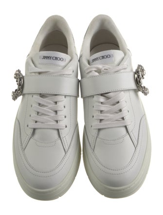 Jimmy Choo Leather Crystal Embellishments Sneakers