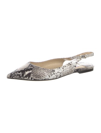 Jimmy Choo Embossed Leather Animal Print Slingback Flats