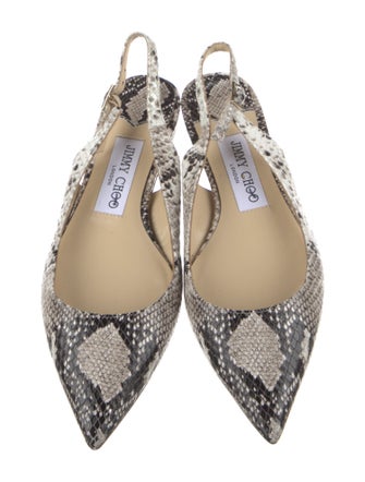 Jimmy Choo Embossed Leather Animal Print Slingback Flats