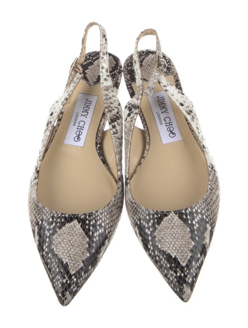 Jimmy Choo Embossed Leather Animal Print Slingback Flats
