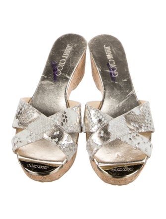 Jimmy Choo Leather Animal Print Slides