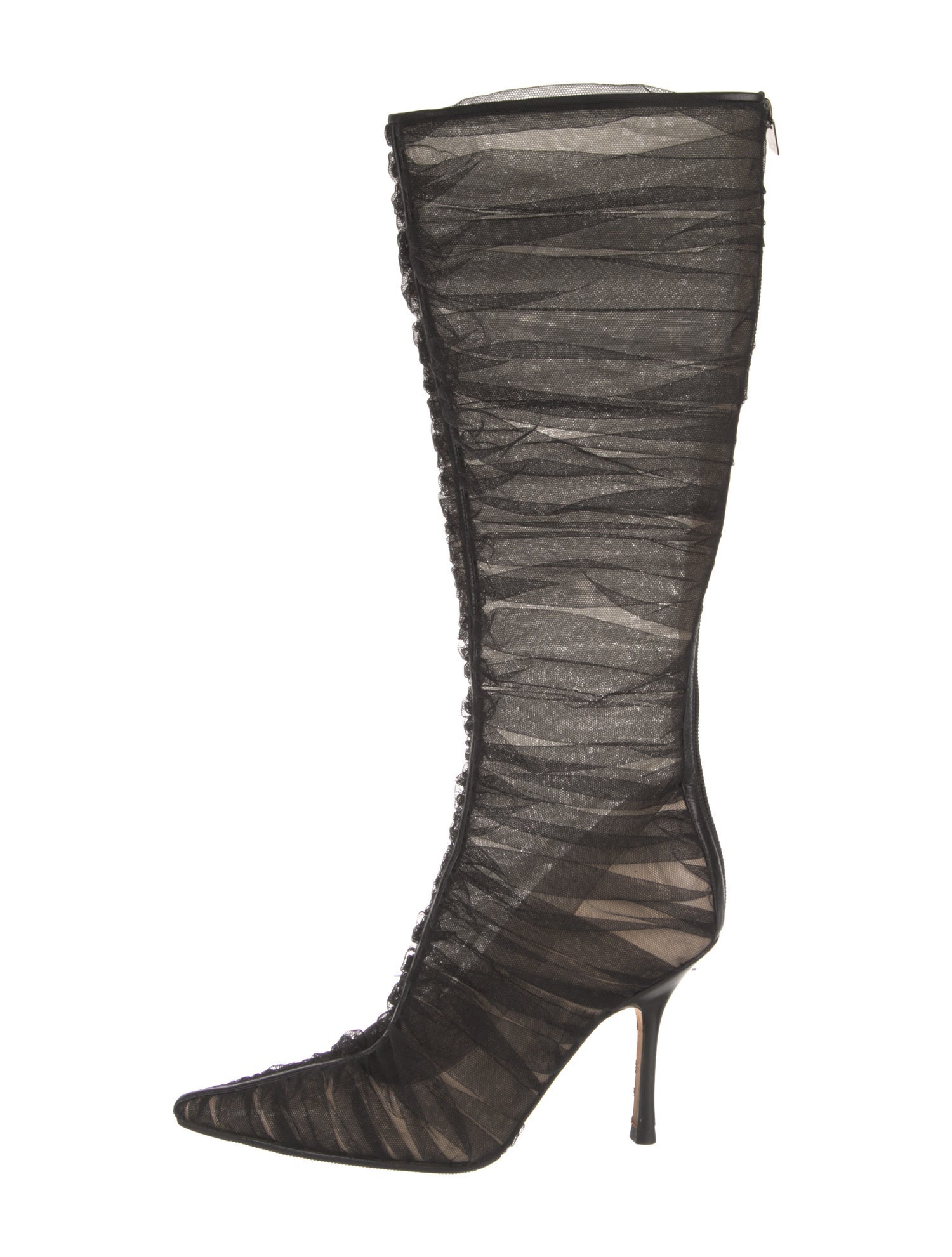 Jimmy Choo Mesh Lace Pattern Lace-Up Boots