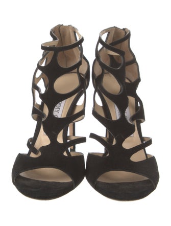 Jimmy Choo Suede Cutout Accent Gladiator Sandals