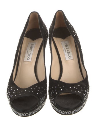 Jimmy Choo Satin Crystal Embellishments Pumps