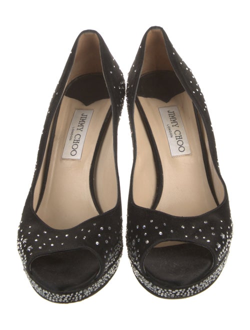 Jimmy Choo Satin Crystal Embellishments Pumps