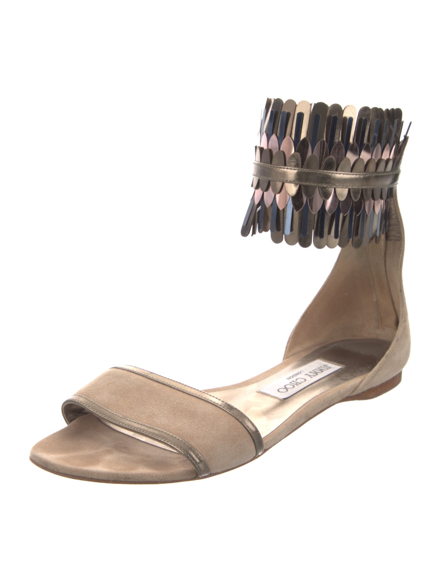 Jimmy Choo Suede Fringe Trim Accent Sandals