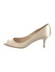 Jimmy Choo Satin Leather Trim Embellishment Pumps