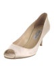 Jimmy Choo Satin Leather Trim Embellishment Pumps