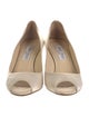 Jimmy Choo Satin Leather Trim Embellishment Pumps