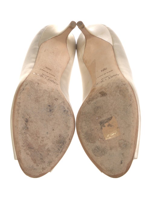 Jimmy Choo Satin Leather Trim Embellishment Pumps