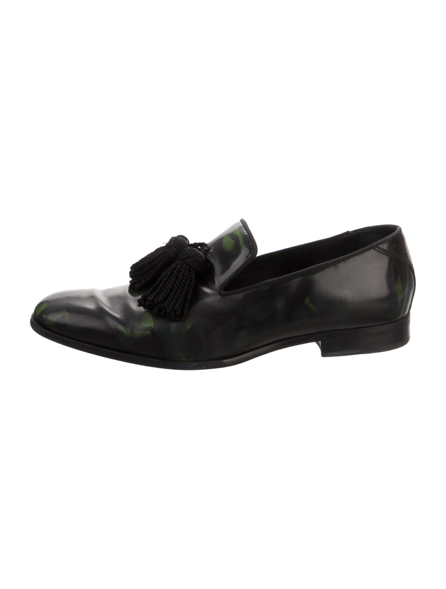 Jimmy Choo Patent Leather Tassel Accents Dress Loafers