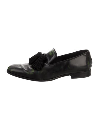 Jimmy Choo Patent Leather Tassel Accents Dress Loafers