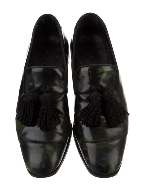 Jimmy Choo Patent Leather Tassel Accents Dress Loafers