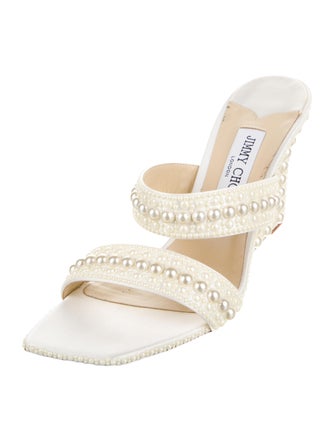 Jimmy Choo Satin Studded Accents Slides