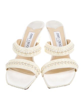 Jimmy Choo Satin Studded Accents Slides