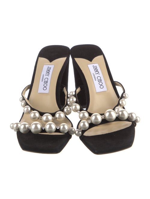 Jimmy Choo Faux Pearl Accents Suede Slides