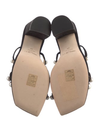 Jimmy Choo Faux Pearl Accents Suede Slides