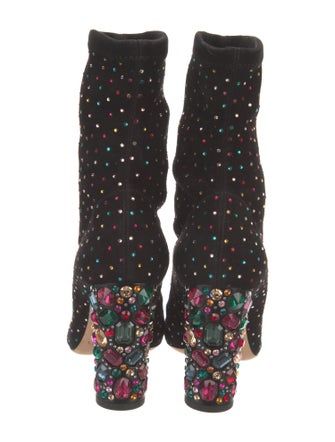 Jimmy Choo Suede Crystal Embellishments Sock Boots