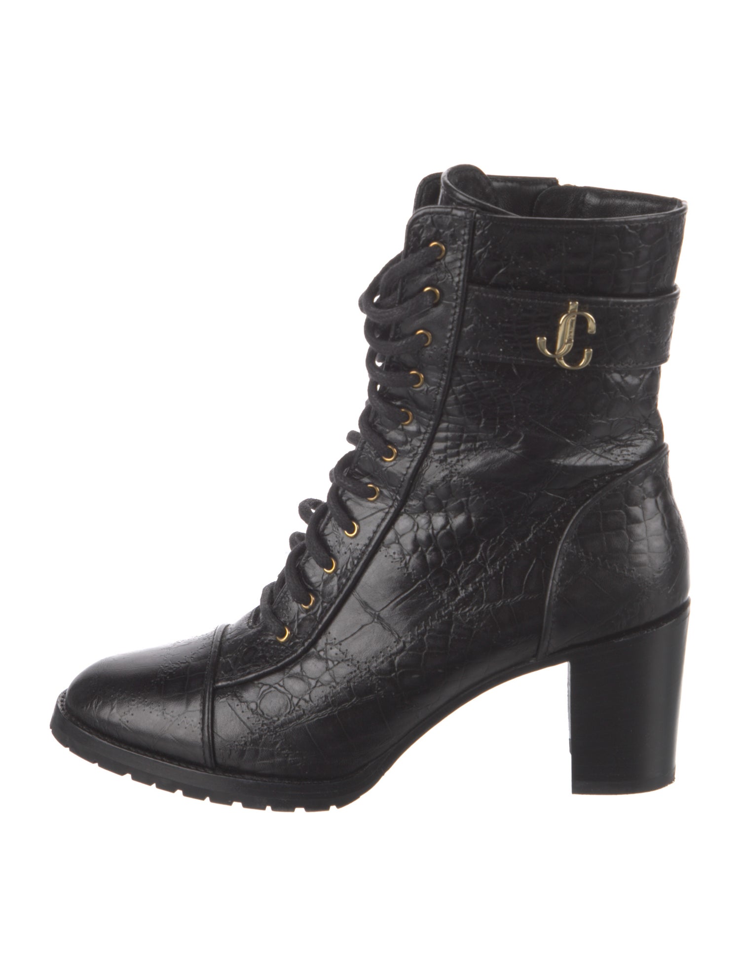 Jimmy Choo Embossed Leather Combat Boots