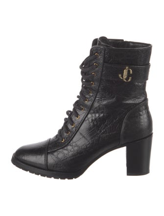 Jimmy Choo Embossed Leather Combat Boots