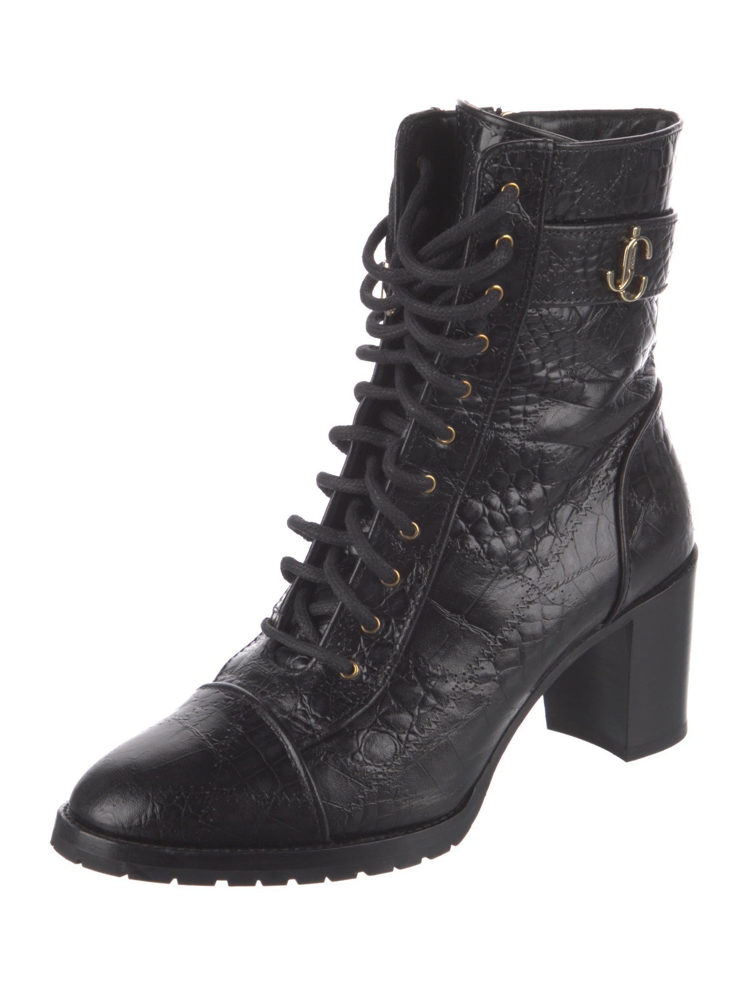 Jimmy Choo Embossed Leather Combat Boots