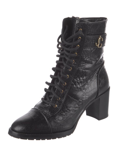 Jimmy Choo Embossed Leather Combat Boots