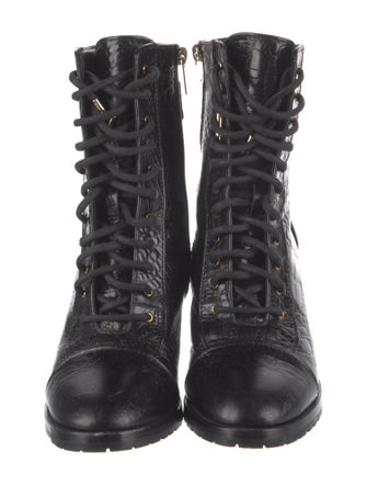 Jimmy Choo Embossed Leather Combat Boots