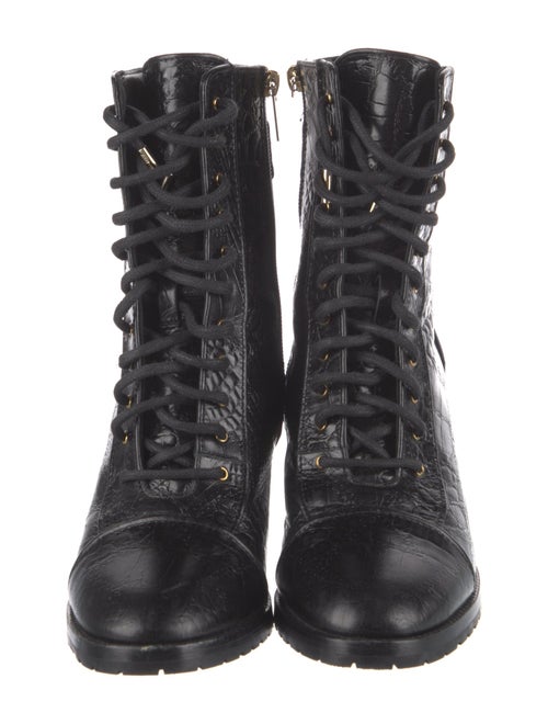 Jimmy Choo Embossed Leather Combat Boots